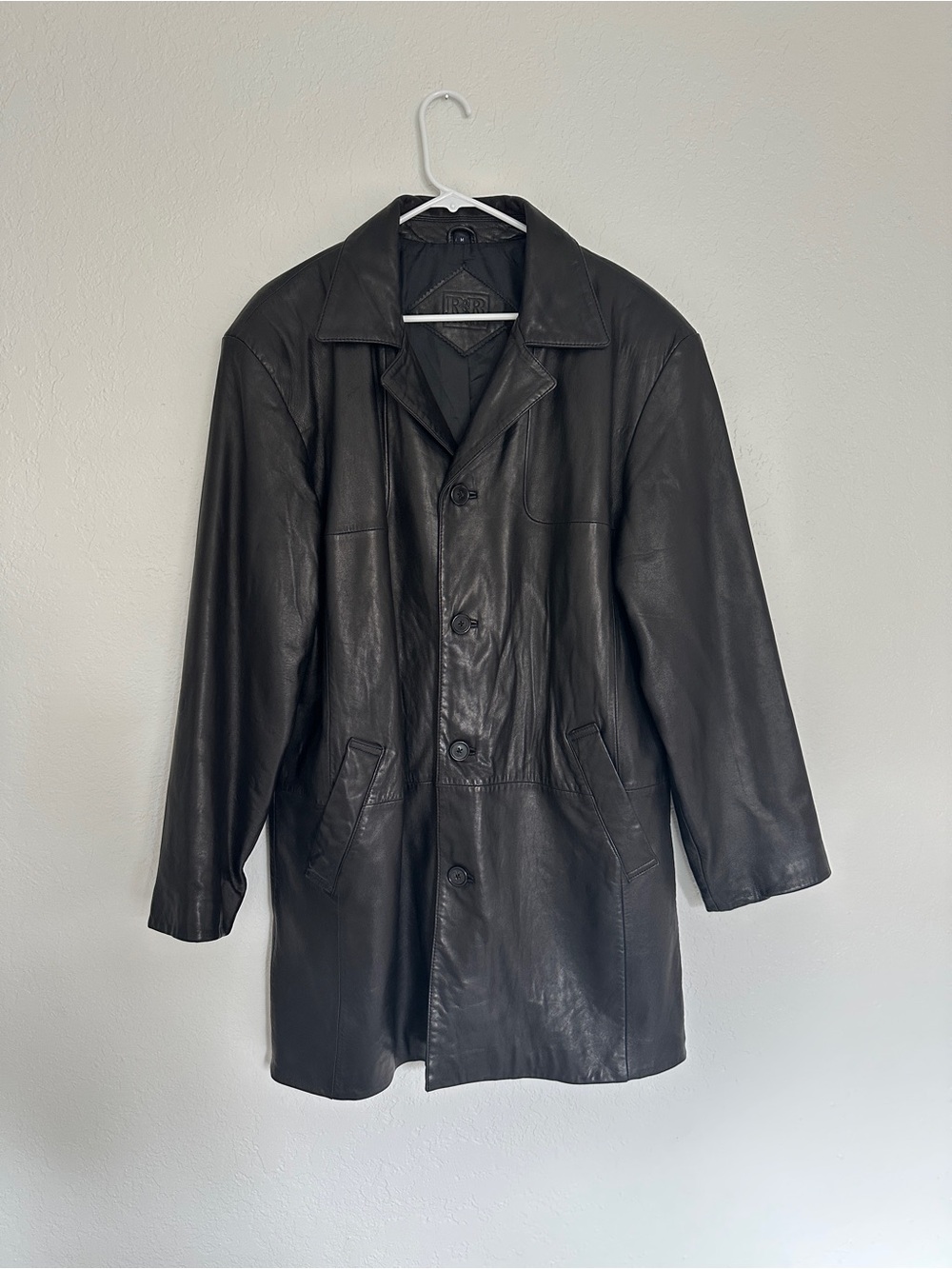 Vintage 1990s R&R Casuals Womens Black Soft Leather Matrix Jacket Sz M
